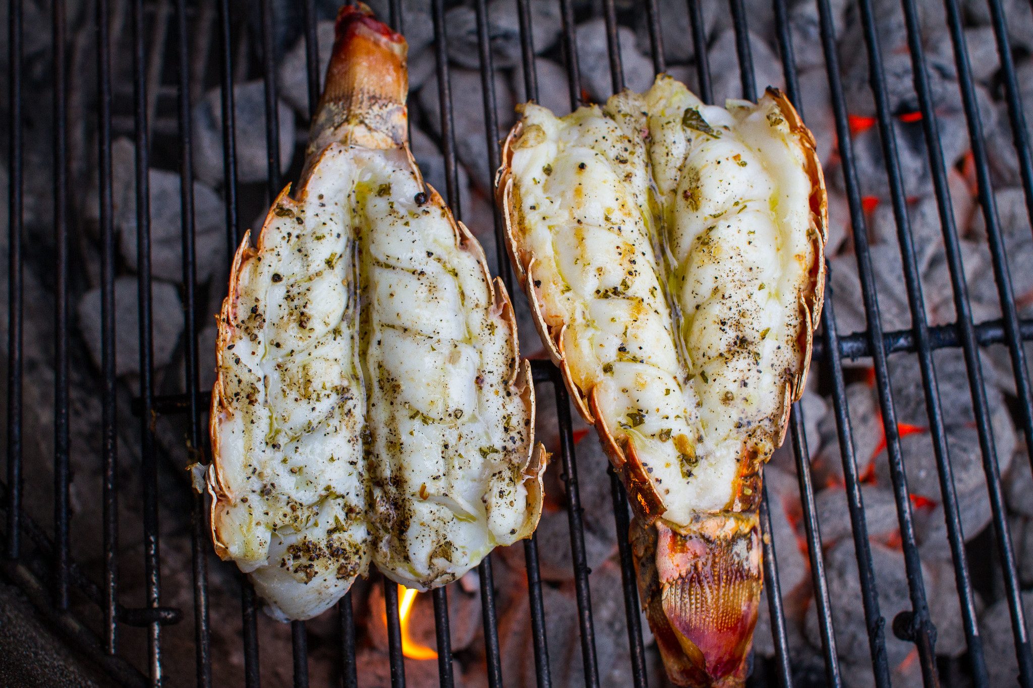 Lobster tails on the grill