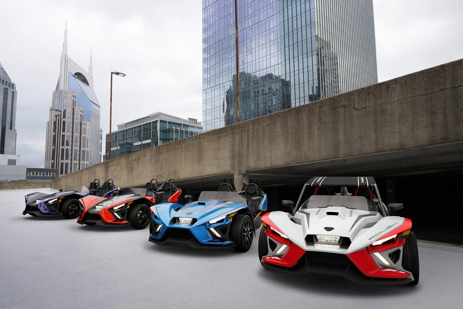 2024-Polaris-Slingshot-R-models lined up together