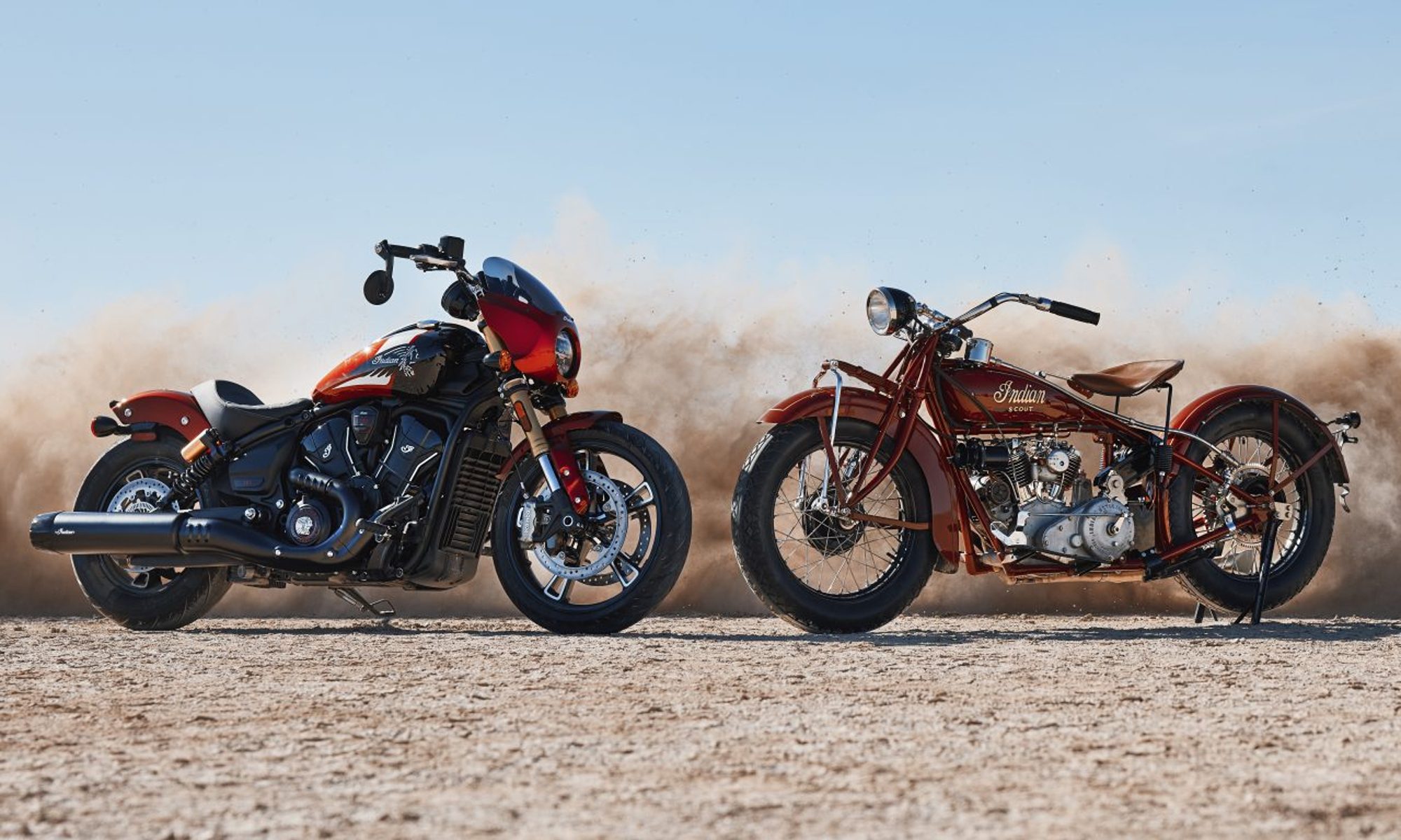 2025 Indian Motorcycle Sport Scout 101 with vintage 101 Scout.
