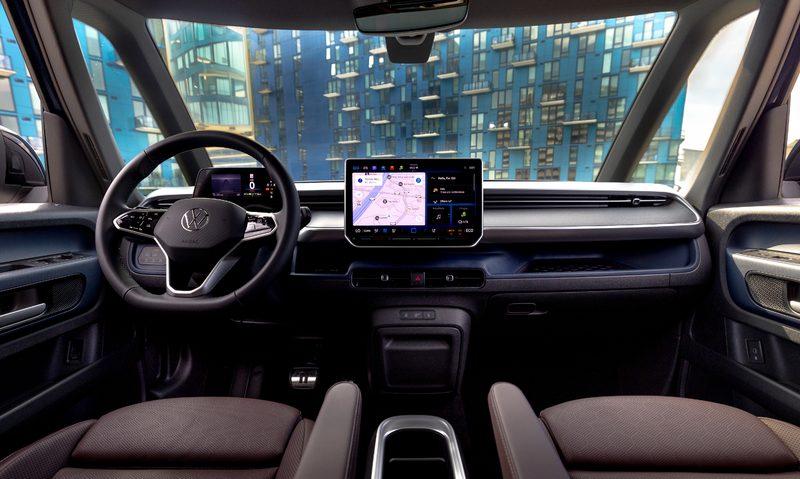 2025 VW ID-Buzz interior shot with Moonlight color theme seating and surfaces.
