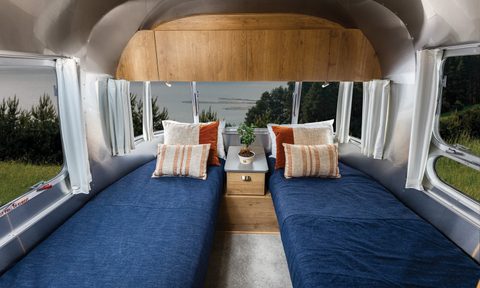 Twin bedroom in the 2025 Airstream Trade Wind 23FB travel trailer.
