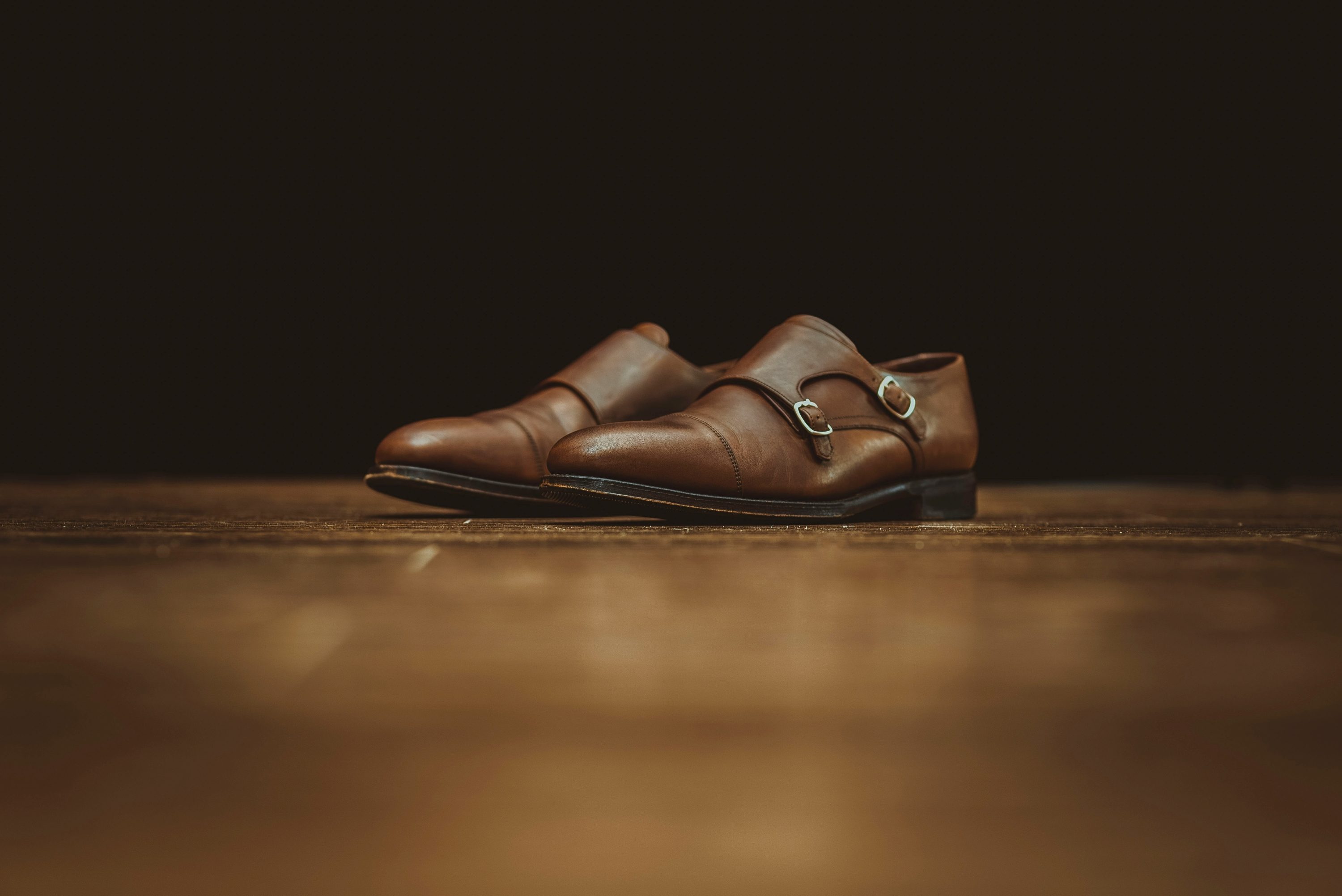 Brown double monk shoes