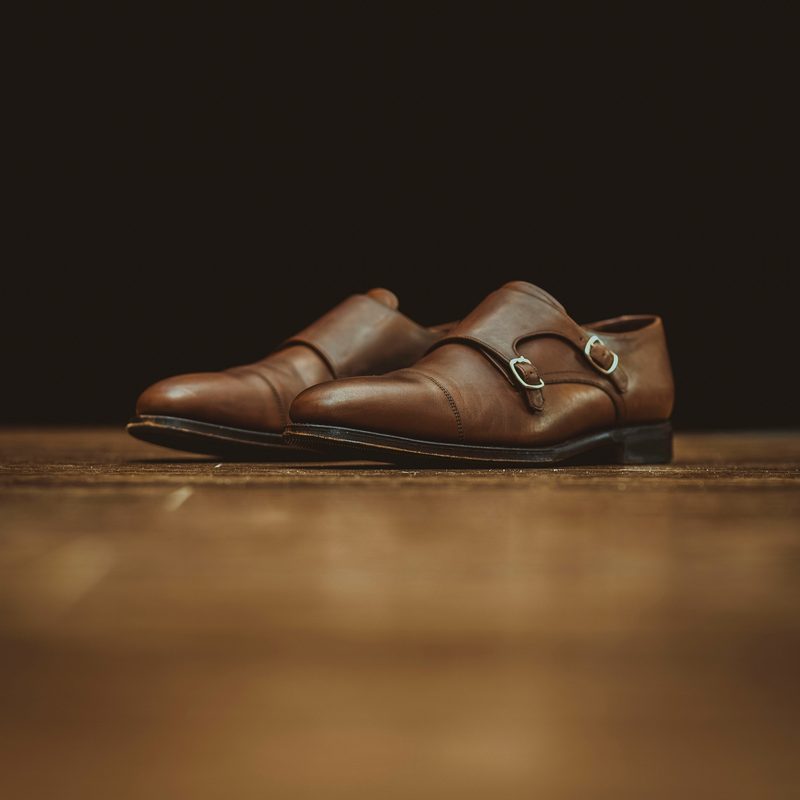Brown double monk shoes