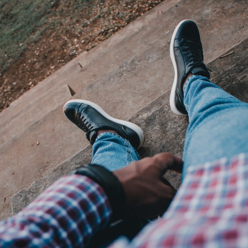 Dress sneakers and skinny jeans