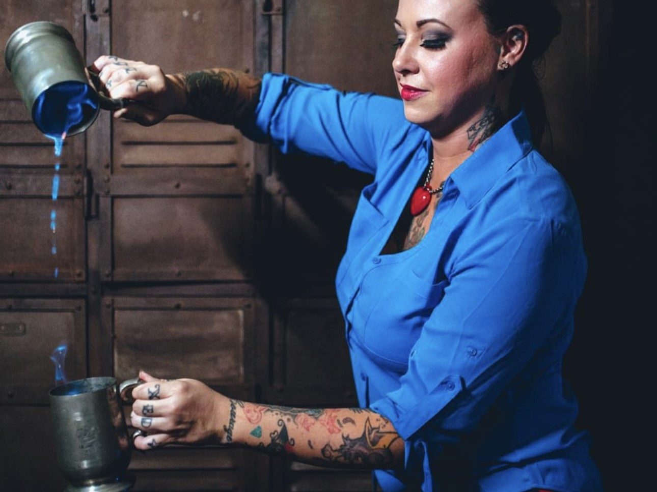 Leslie Krockenberger Senior Cocktail Creator for Maker's Mark mixing a drink