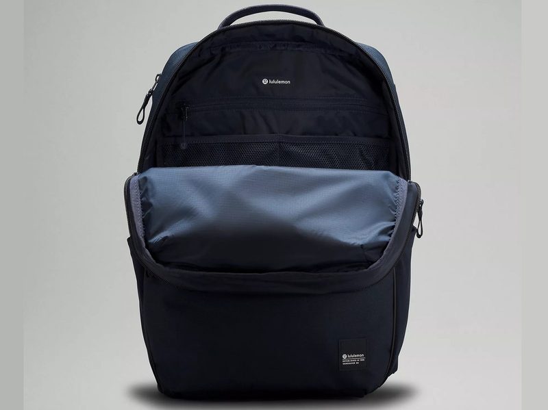 The front of the Lululemon Double-Zip Backpack 22L.