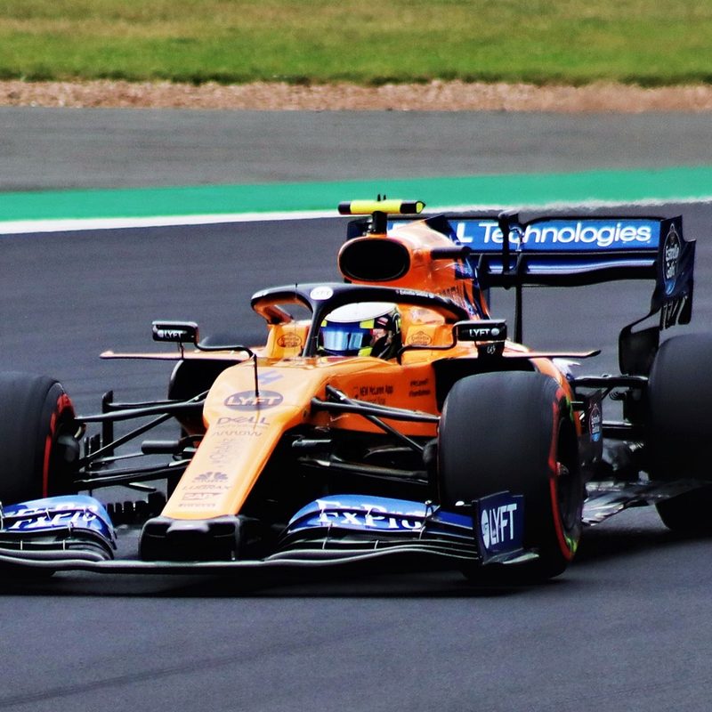 McLaren F1 driver Lando Norris on the racetrack.