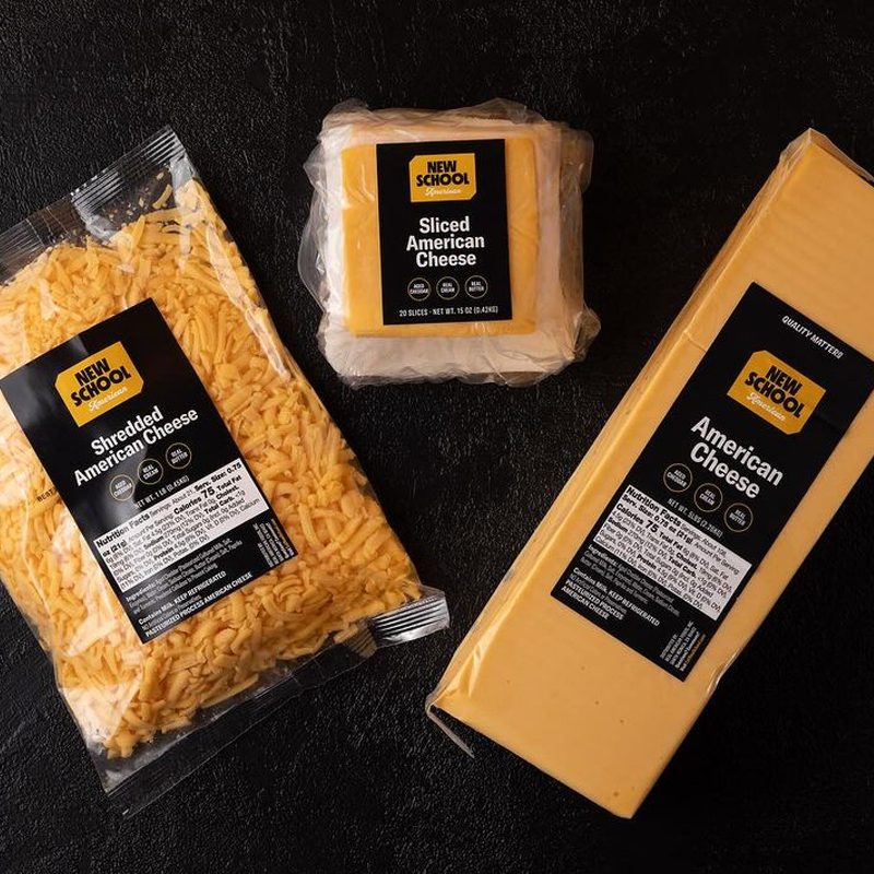 New School American cheese on a black background