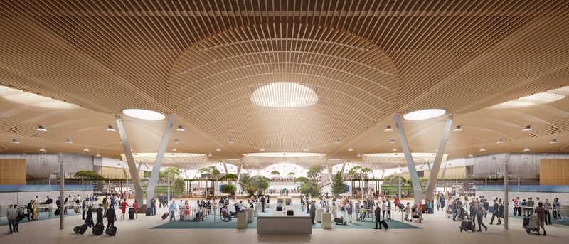 Timber roof of new PDX terminal