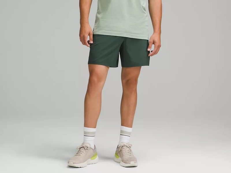 A man wearing Lululemon's Pace Breaker Linerless shorts.