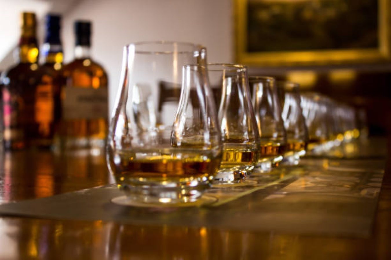 Glasses of Scotch lined up