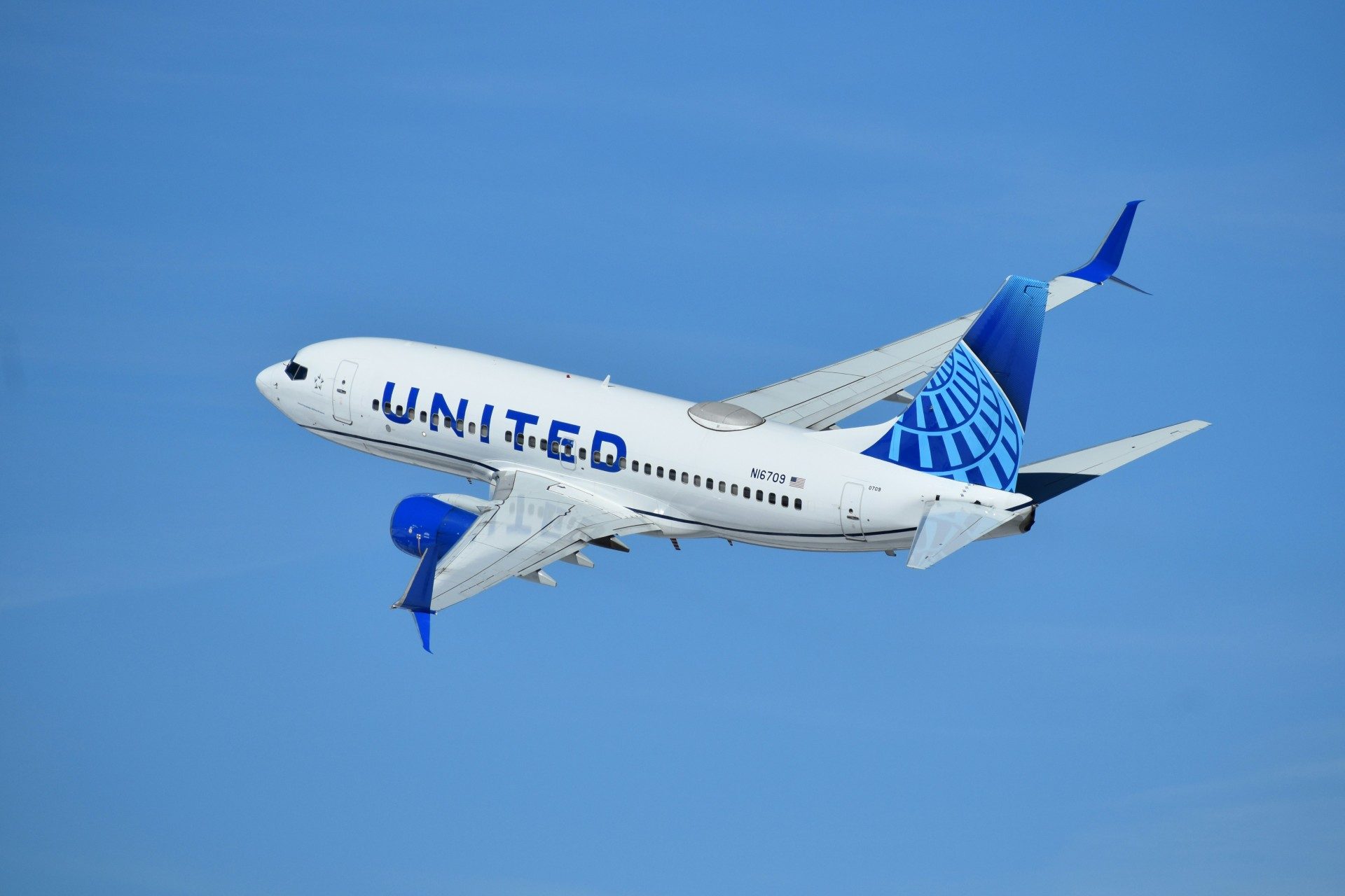 United Airlines airplane flying