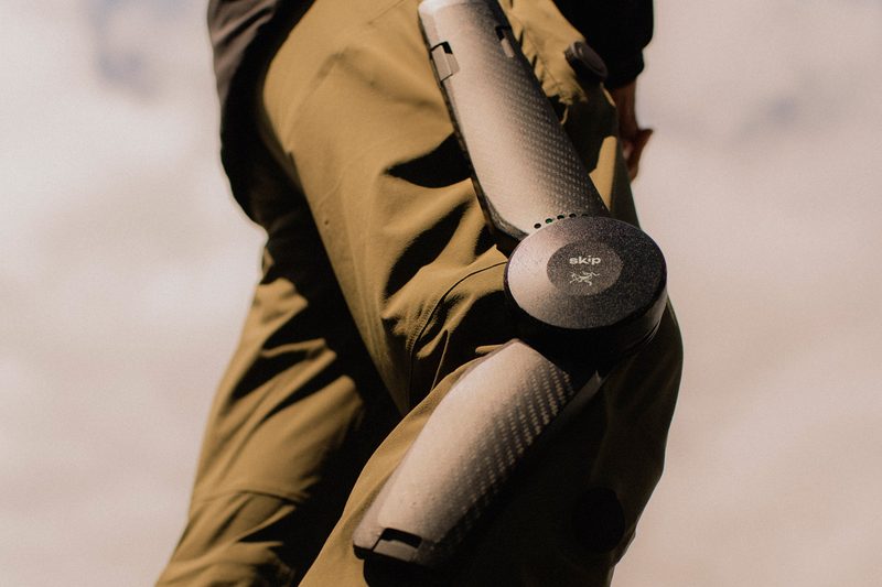 Closeup of Arc'teryx's Mo/Go motorized hiking pants on a hiker.
