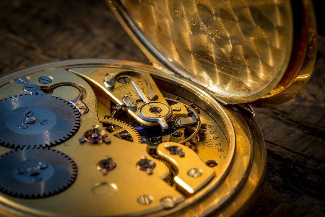 close up of the back of a watch
