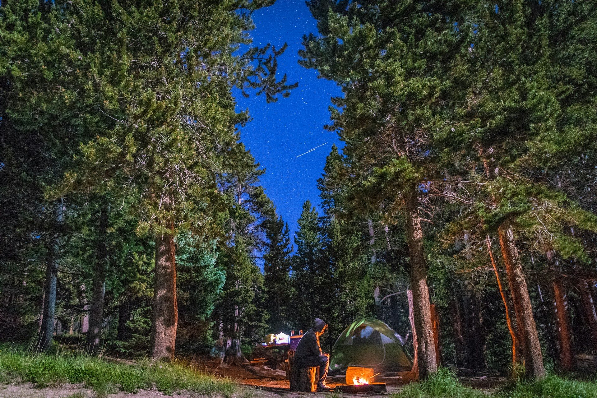 Man camping outdoors