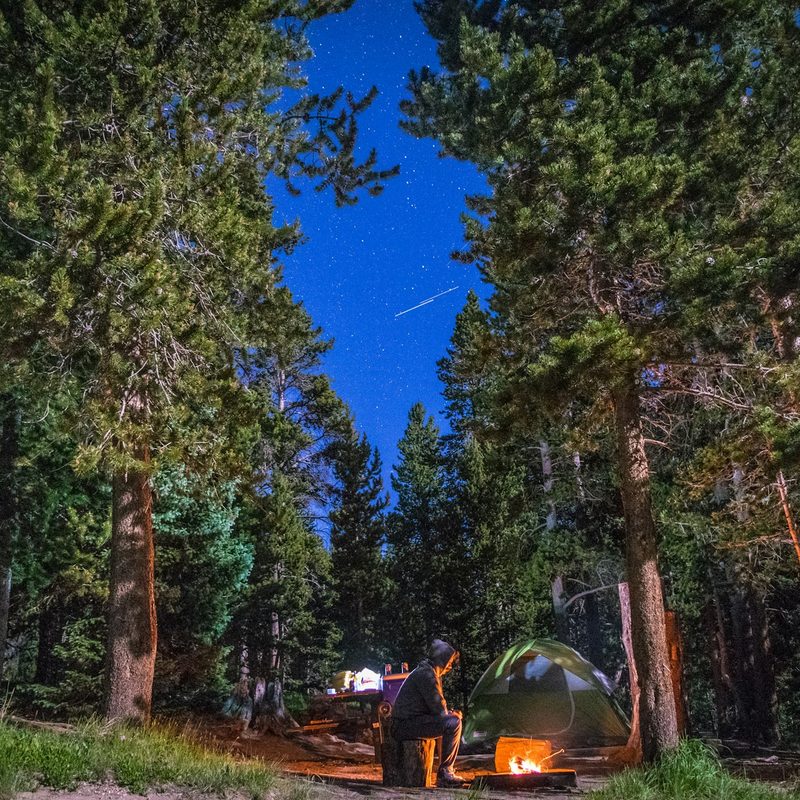 Man camping outdoors