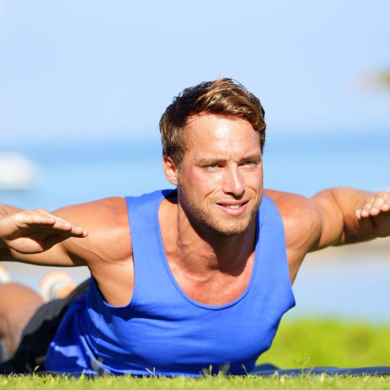 Man doing lower back extension workout