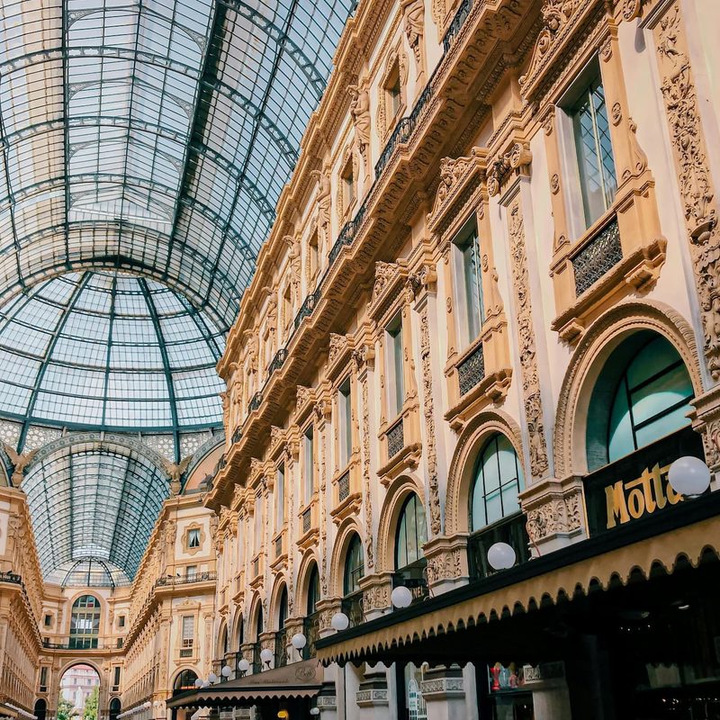 Inside of a building with brown walls, Milan, Italy