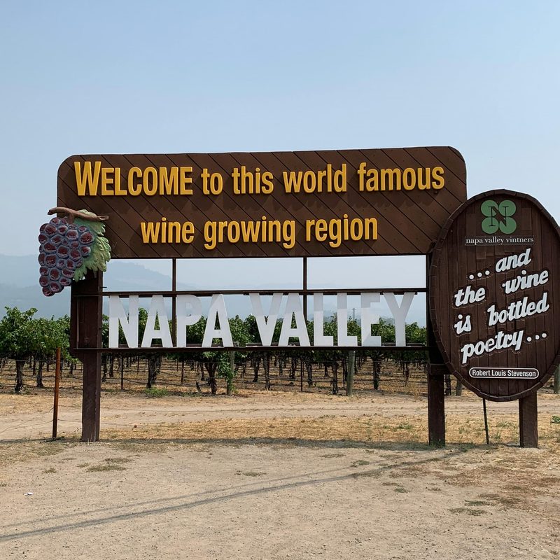Welcome billboard in Napa Valley California
