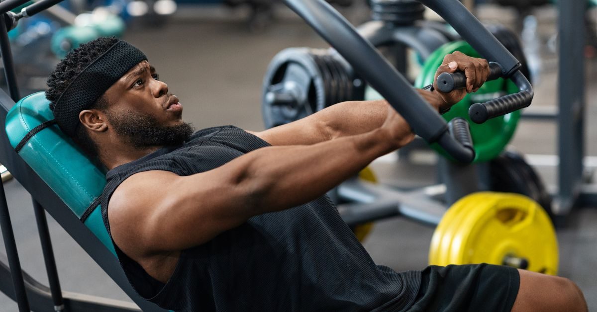 Man using a chest press machine