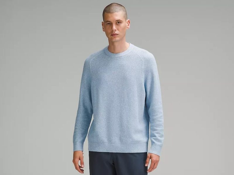 Lululemon's Textured Knit Crewneck Sweater for men has a delightful texture that screams high quality.