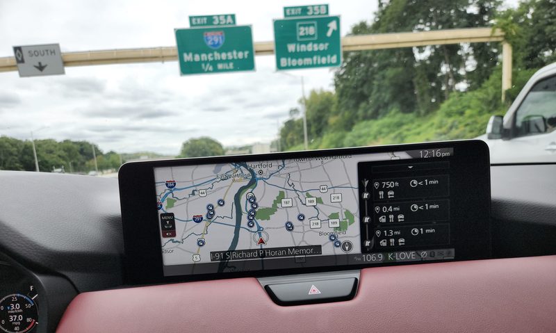 2025 Mazda CX-70 PHEV interior view navigation on display screen.