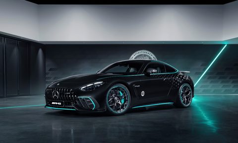 2025 Mercedes-AMG GT 63 PRO 4MATIC+ Motorsport Collectors Edition left front three-quarter view.