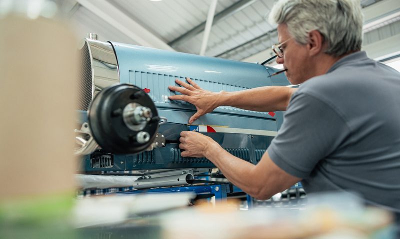 A Hedley craftsperson working on a BUGATTI Baby II Tourbillon Edition.