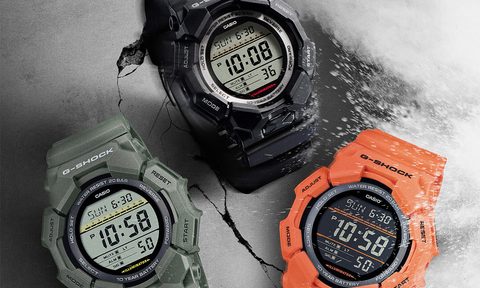G-shock GD010 and GA010 on gray background