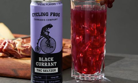 Cycling Frog Black Currant flavor free seltzer deal with THC and CBD