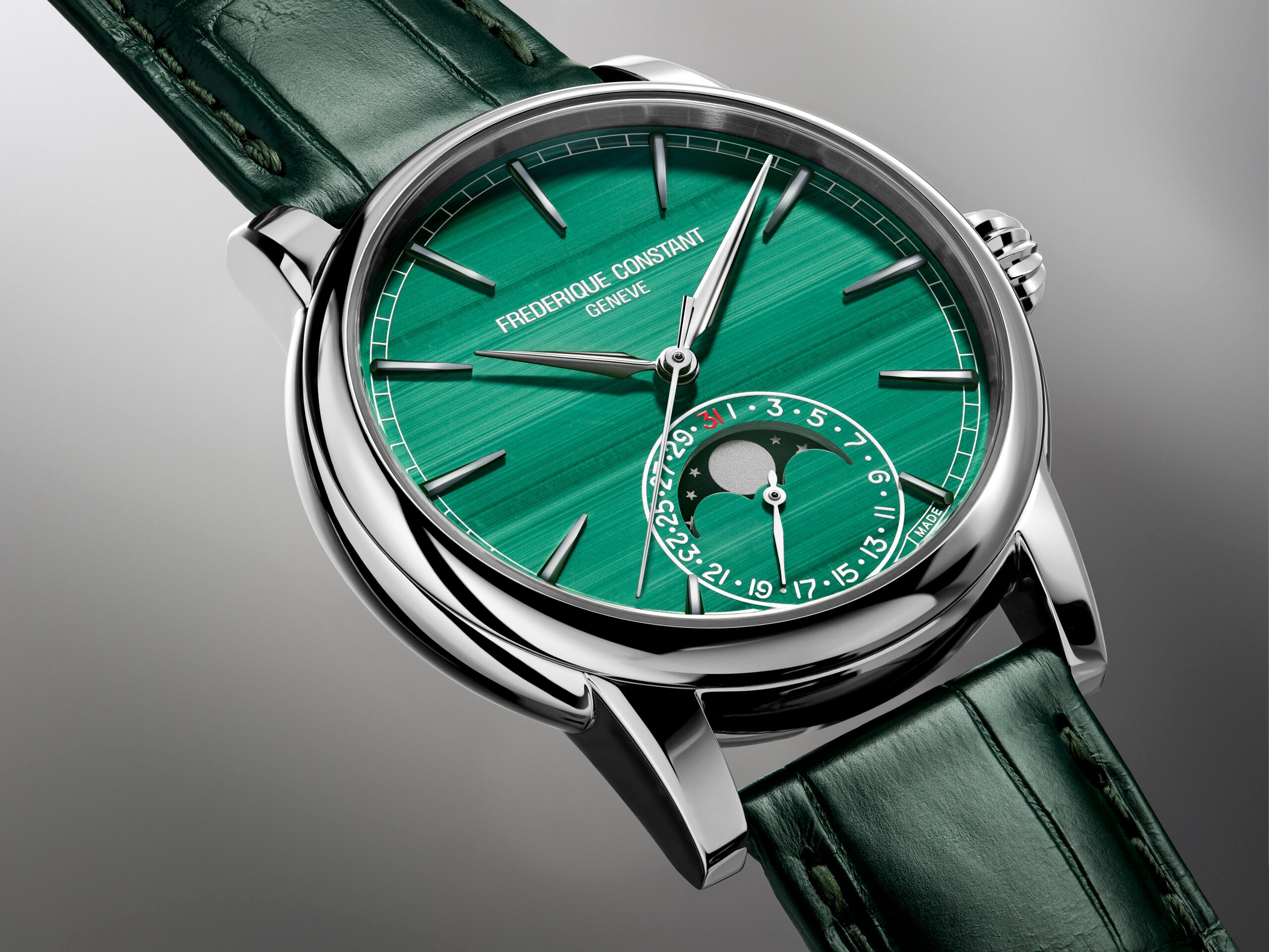 green malachite dial on new Frederique Constant watch