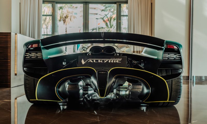 F1 driver Fernando Alonso's personal Aston Martin Valkyrie, rear view.