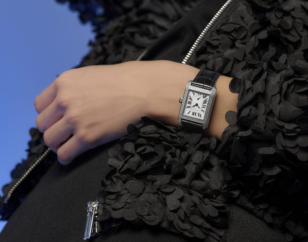 person wearing Classics Carree Small Seconds watch