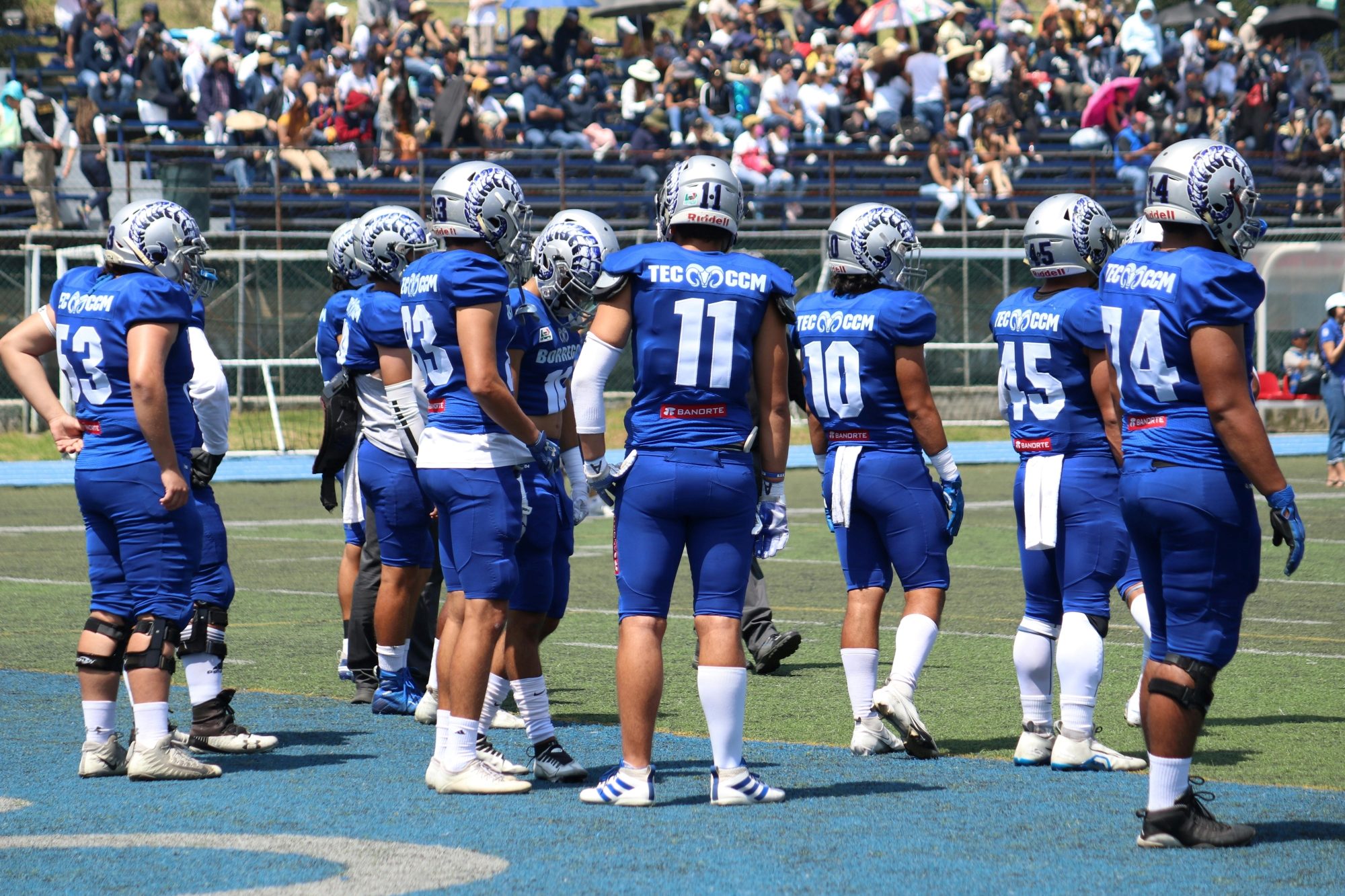 Football team in endzone