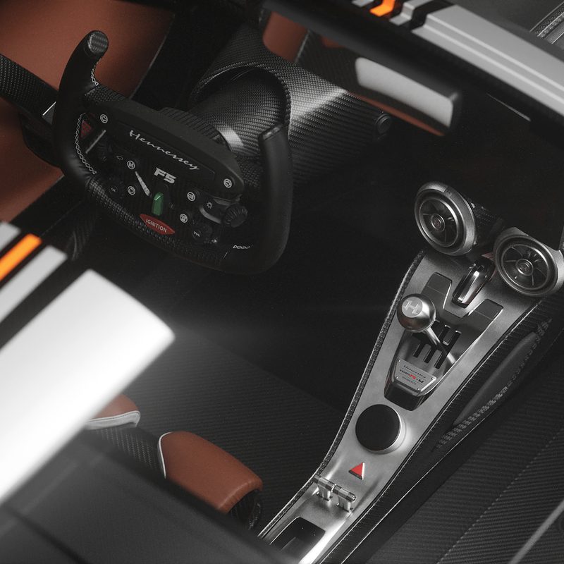 Hennessey Venom F5-M Roadster overhead cockpit view.