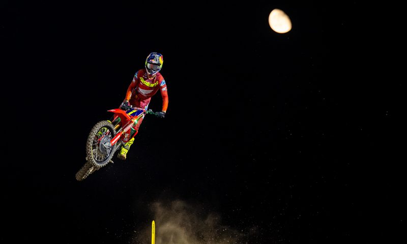 Jett Lawrence competing in the SuperMotocross World Championship.