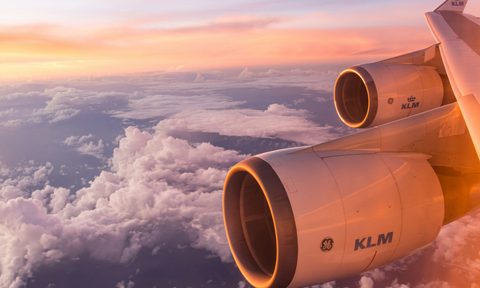 Wing of KLM airplane