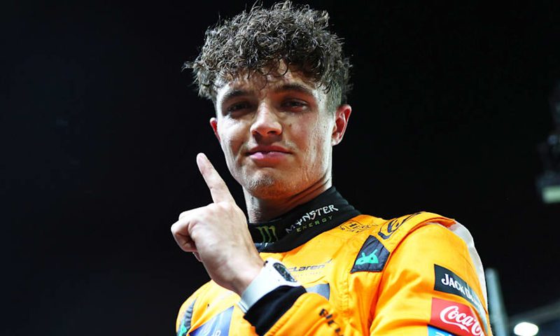 Lando Norris wins pole position in Qualifying for 2024 F1 Singapore GP.
