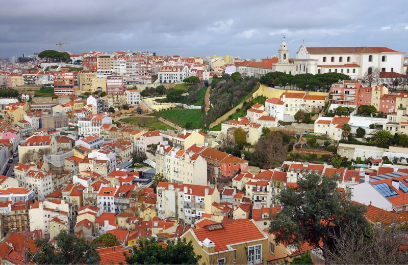 View of rooftops, Lisbon, Portugal