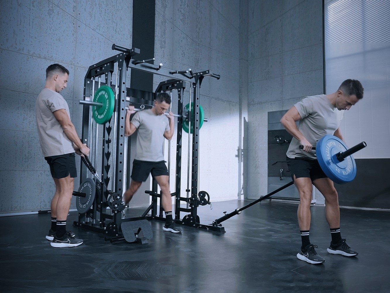 Major Fitness All-In-One Home Gym Power Rack PLM03 in use various activities