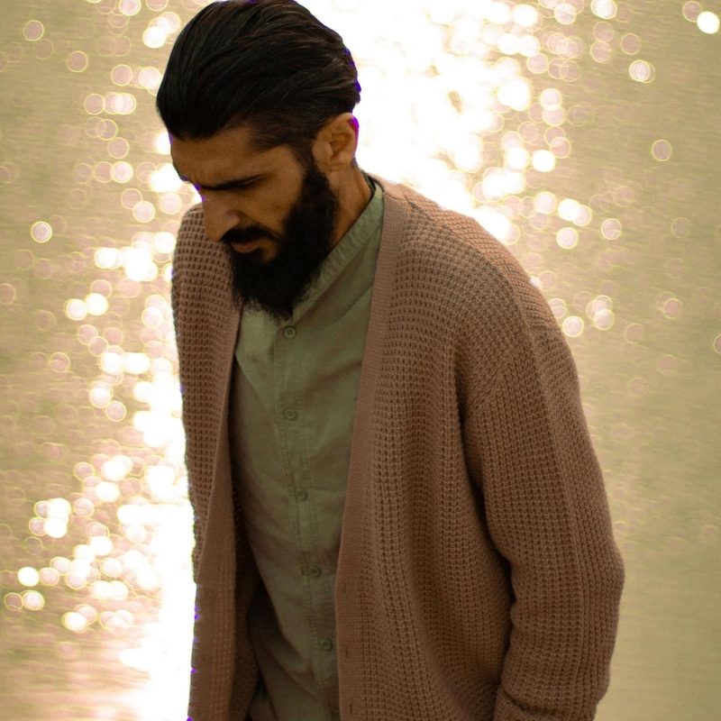 Man wearing a cardigan