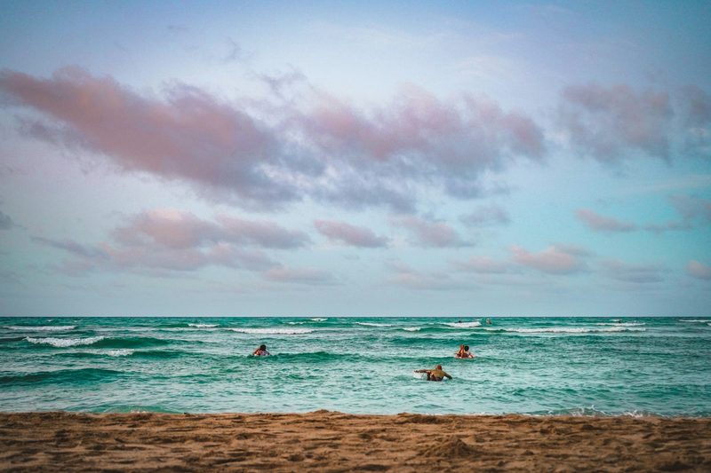 Surfers in Oahu Hawaii