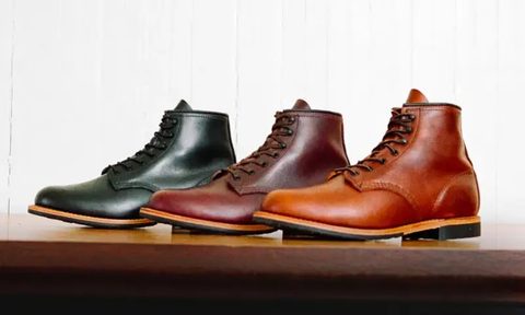 red wing shoes beckman boots on table