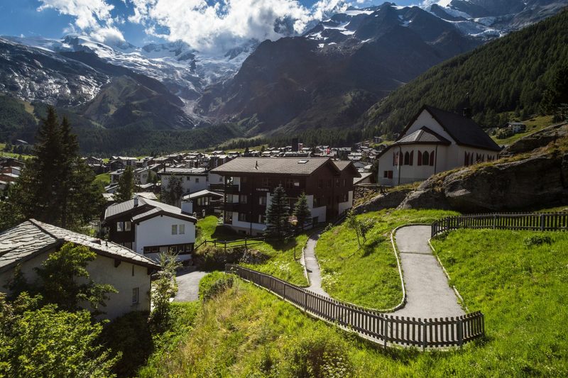 Village and mountains, Saas-Fee, Switzerland