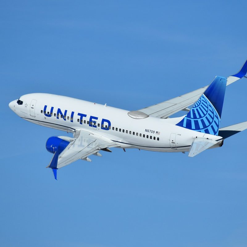 United plane in flight