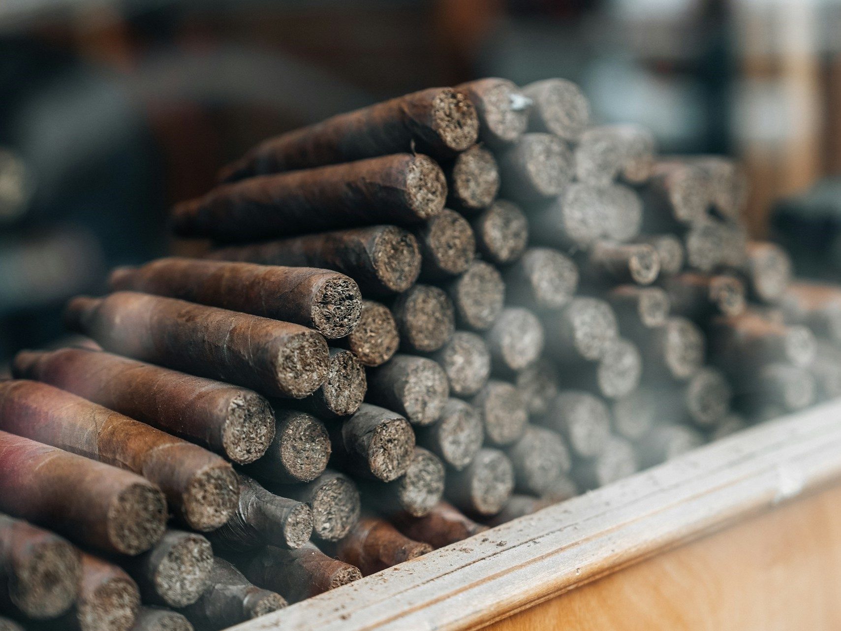 A pile of small batch cigars
