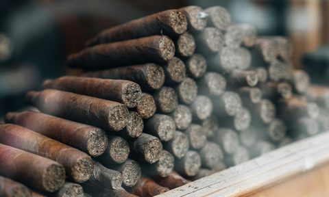 A pile of small batch cigars