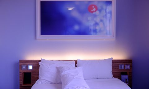 Hotel room bed