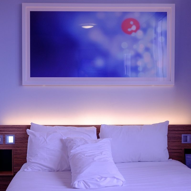 Hotel room bed