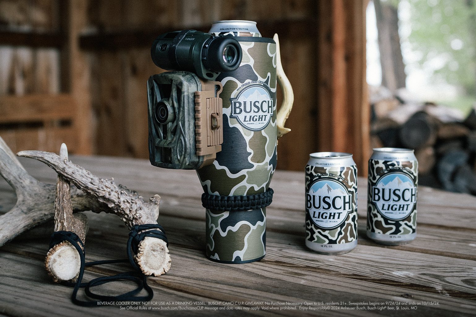 Busch Light Camo C.U.P. and cans.